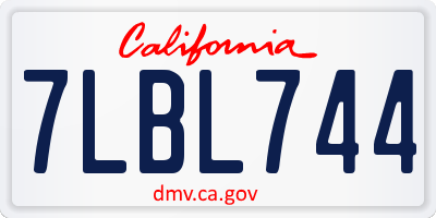 CA license plate 7LBL744