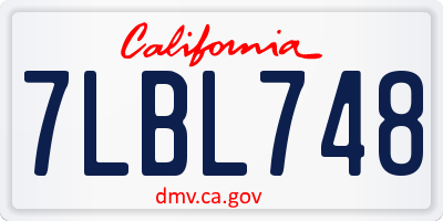 CA license plate 7LBL748
