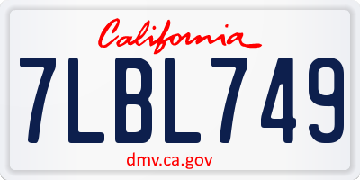 CA license plate 7LBL749