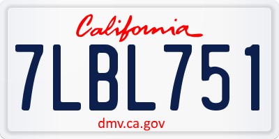 CA license plate 7LBL751