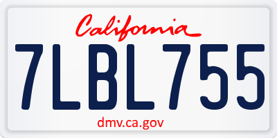 CA license plate 7LBL755