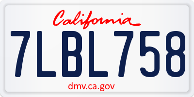 CA license plate 7LBL758