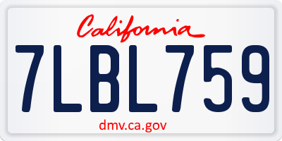 CA license plate 7LBL759