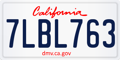 CA license plate 7LBL763