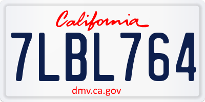 CA license plate 7LBL764