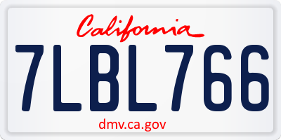 CA license plate 7LBL766