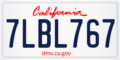 CA license plate 7LBL767