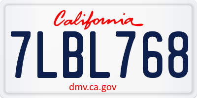 CA license plate 7LBL768