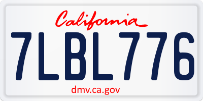 CA license plate 7LBL776