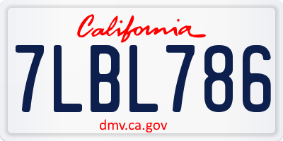CA license plate 7LBL786