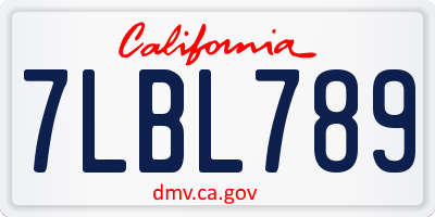 CA license plate 7LBL789