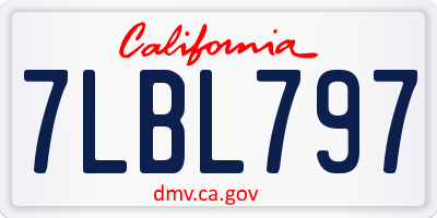 CA license plate 7LBL797