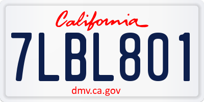 CA license plate 7LBL801