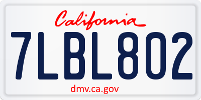 CA license plate 7LBL802