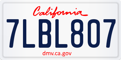 CA license plate 7LBL807