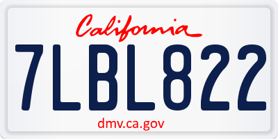 CA license plate 7LBL822