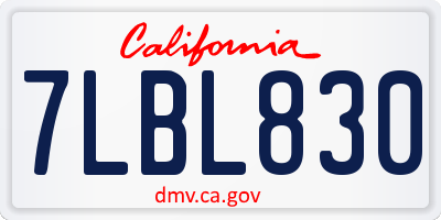 CA license plate 7LBL830