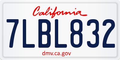CA license plate 7LBL832