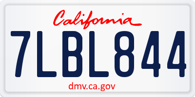 CA license plate 7LBL844