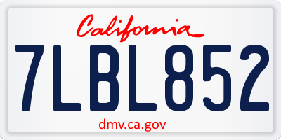CA license plate 7LBL852
