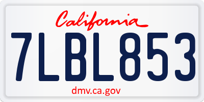 CA license plate 7LBL853