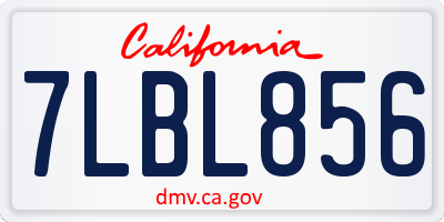 CA license plate 7LBL856