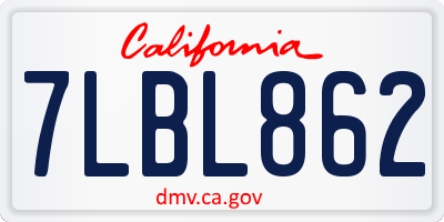 CA license plate 7LBL862