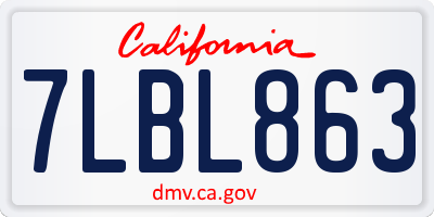 CA license plate 7LBL863