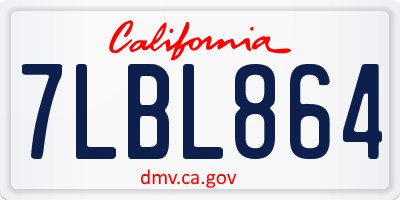 CA license plate 7LBL864