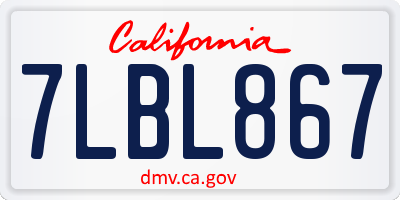 CA license plate 7LBL867
