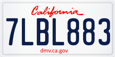 CA license plate 7LBL883