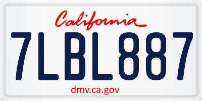 CA license plate 7LBL887