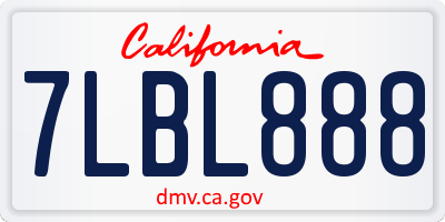CA license plate 7LBL888