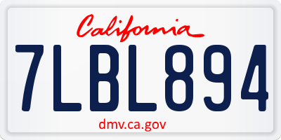 CA license plate 7LBL894