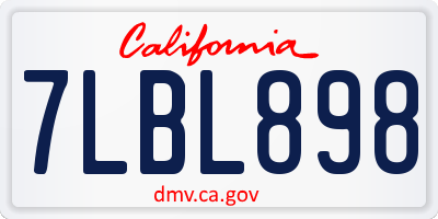 CA license plate 7LBL898