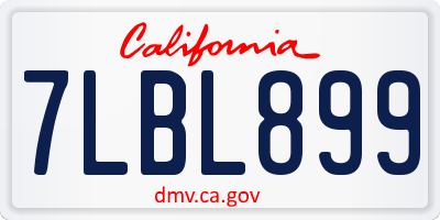 CA license plate 7LBL899