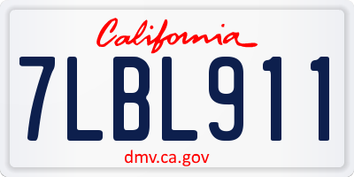 CA license plate 7LBL911