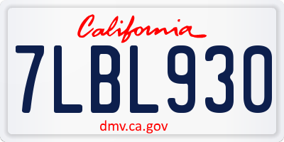 CA license plate 7LBL930