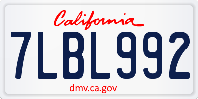 CA license plate 7LBL992