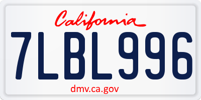 CA license plate 7LBL996
