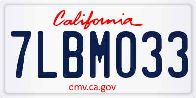 CA license plate 7LBM033