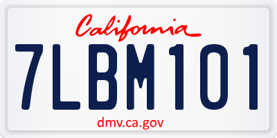 CA license plate 7LBM101