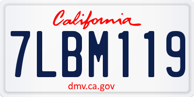 CA license plate 7LBM119