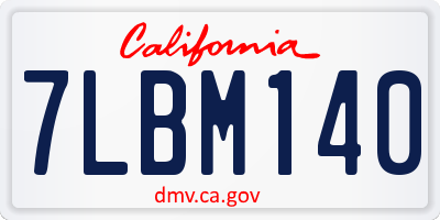 CA license plate 7LBM140