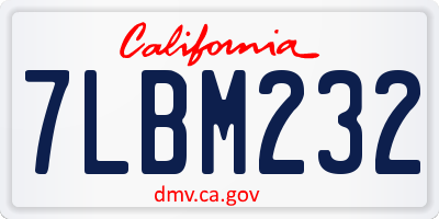 CA license plate 7LBM232