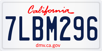 CA license plate 7LBM296