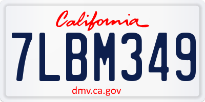 CA license plate 7LBM349