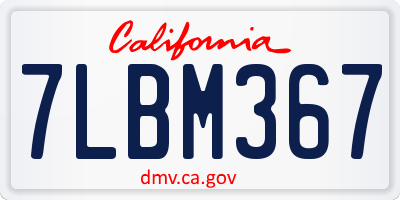 CA license plate 7LBM367