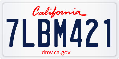 CA license plate 7LBM421