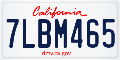 CA license plate 7LBM465